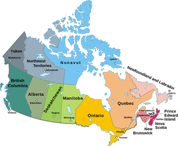 Canada provinces & territories map