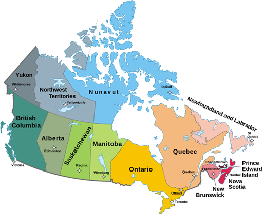 Canada provinces & territories map